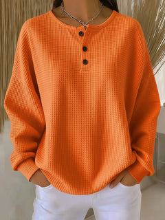 Lena | Waffle Knit Henley Sweater