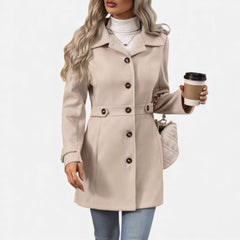 Margot | Belted Wool Coat with Wide Lapel