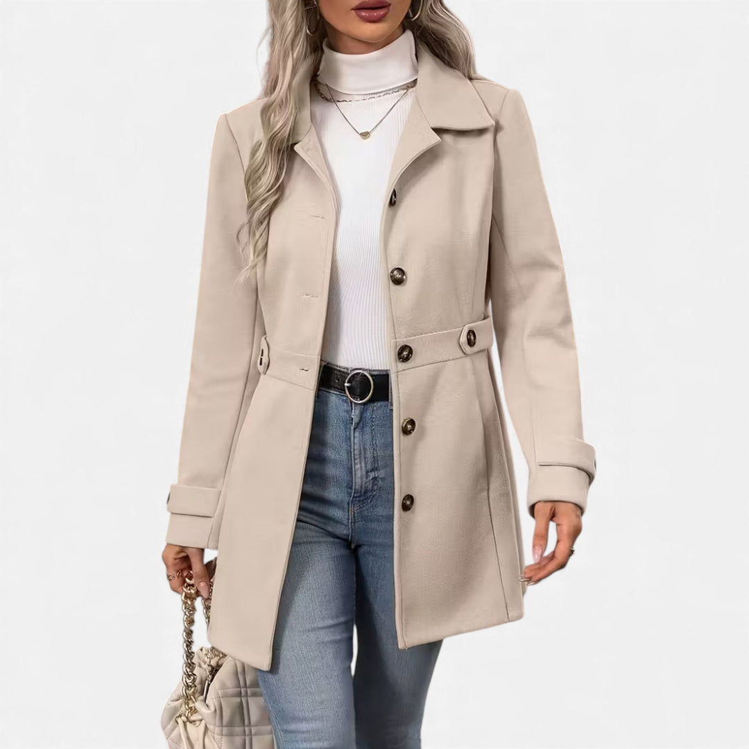 Margot | Belted Wool Coat with Wide Lapel