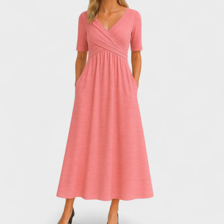 Women’s Wrap Midi Dress - Draped Waist