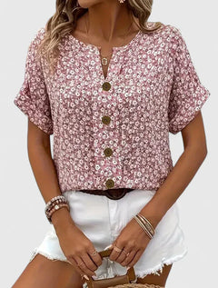 Women’s Floral Blouse with Button-Up Front