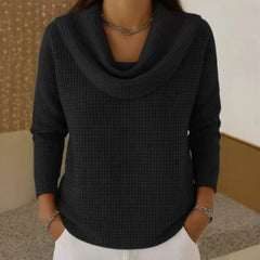 Women’s Waffle Knit Sweater with Cowl Neck