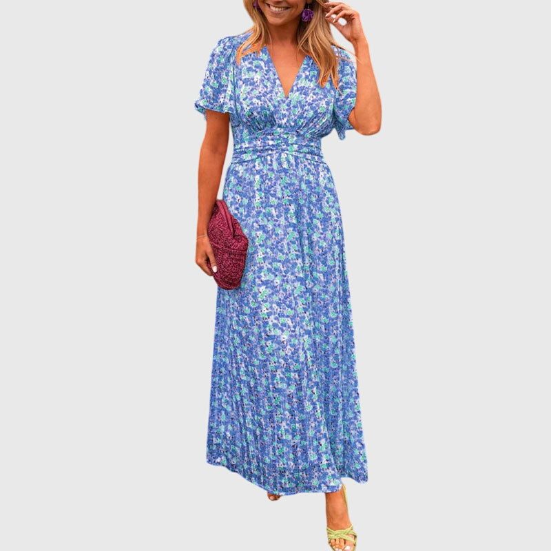 Alice | Women’s Floral Maxi Dress with Cinched Waist