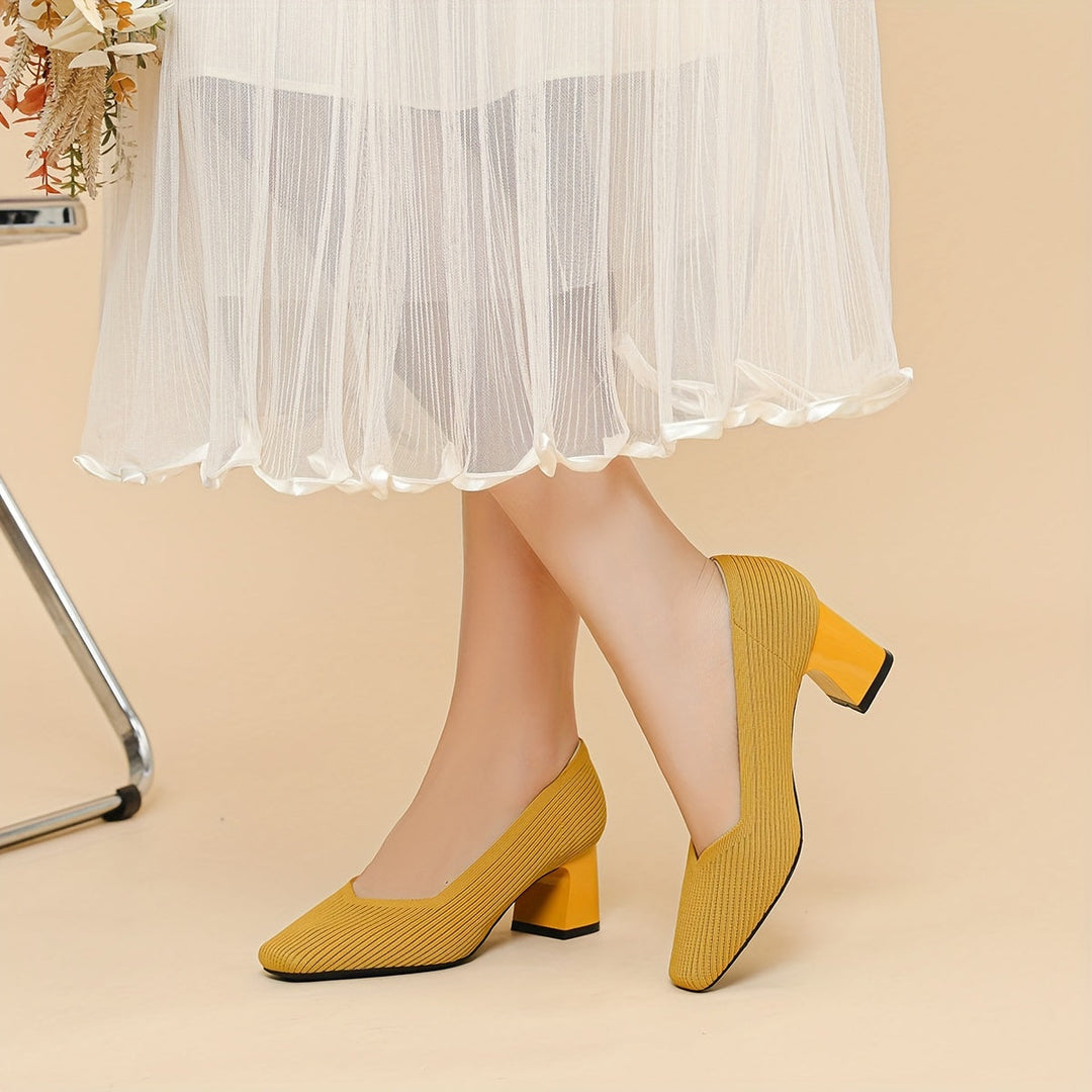Women's Square Toe Chunky Low Heels