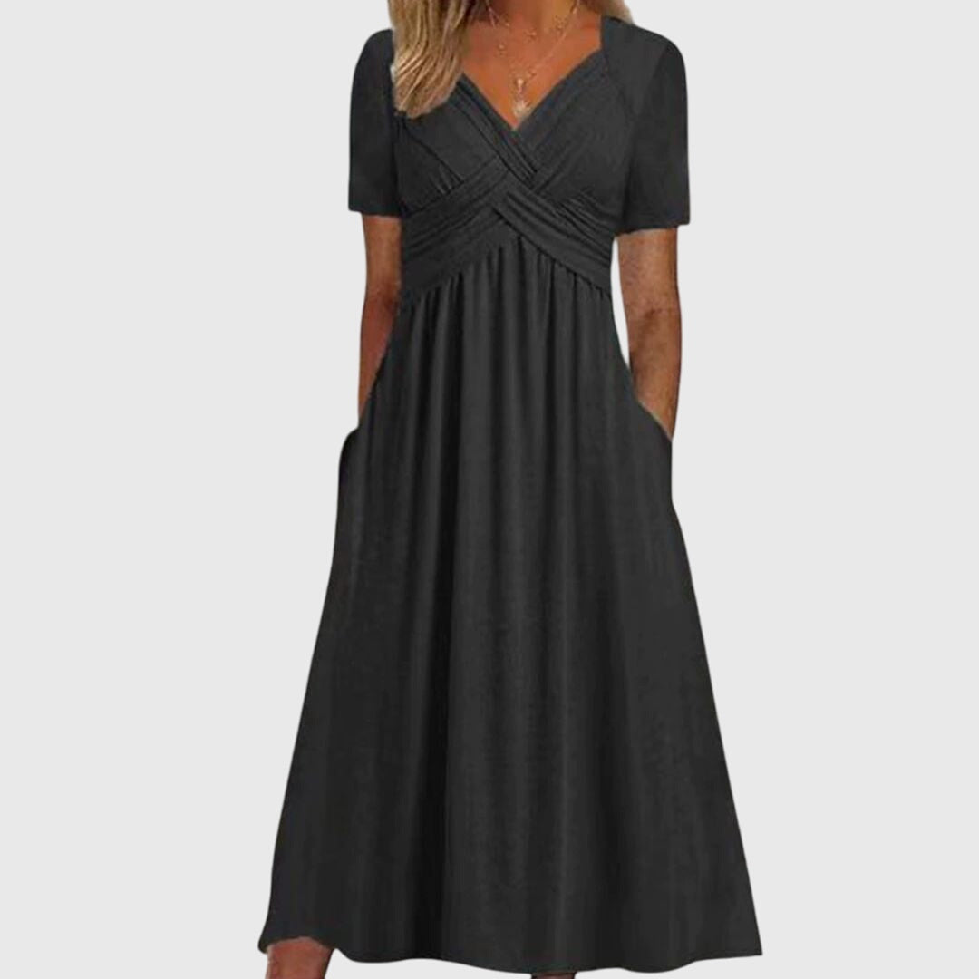 Women’s Crossed Bodice Dress with Pockets