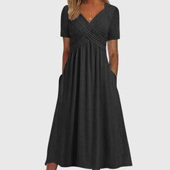 Women’s Crossed Bodice Dress with Pockets