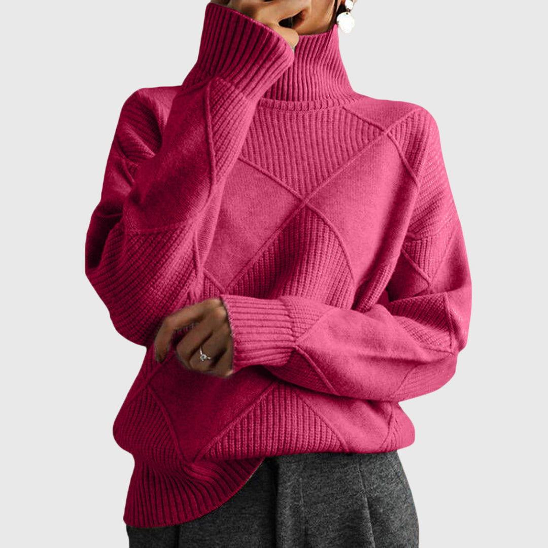 Women’s Geometric Pattern Turtleneck Sweater with Warmth