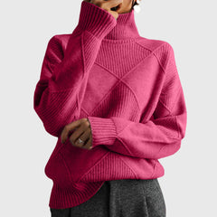 Women’s Geometric Pattern Turtleneck Sweater with Warmth
