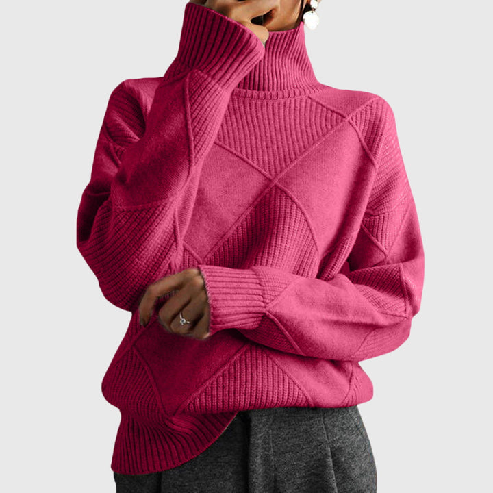Women’s Geometric Pattern Turtleneck Sweater with Warmth
