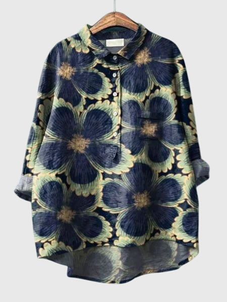 Women’s Floral Print Blouse with Button Placket