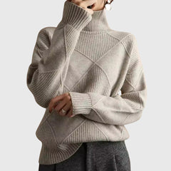 Women’s Geometric Pattern Turtleneck Sweater with Warmth