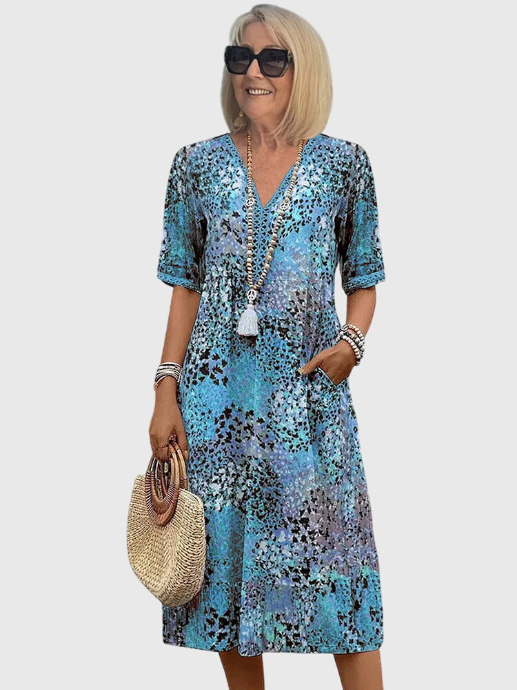 Women’s Floral Midi Dress with Belly Coverage