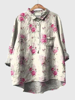 Women’s Floral Print Blouse with Button Placket