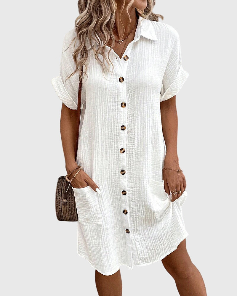 Women’s Relaxed Button-Front Dress with Pockets