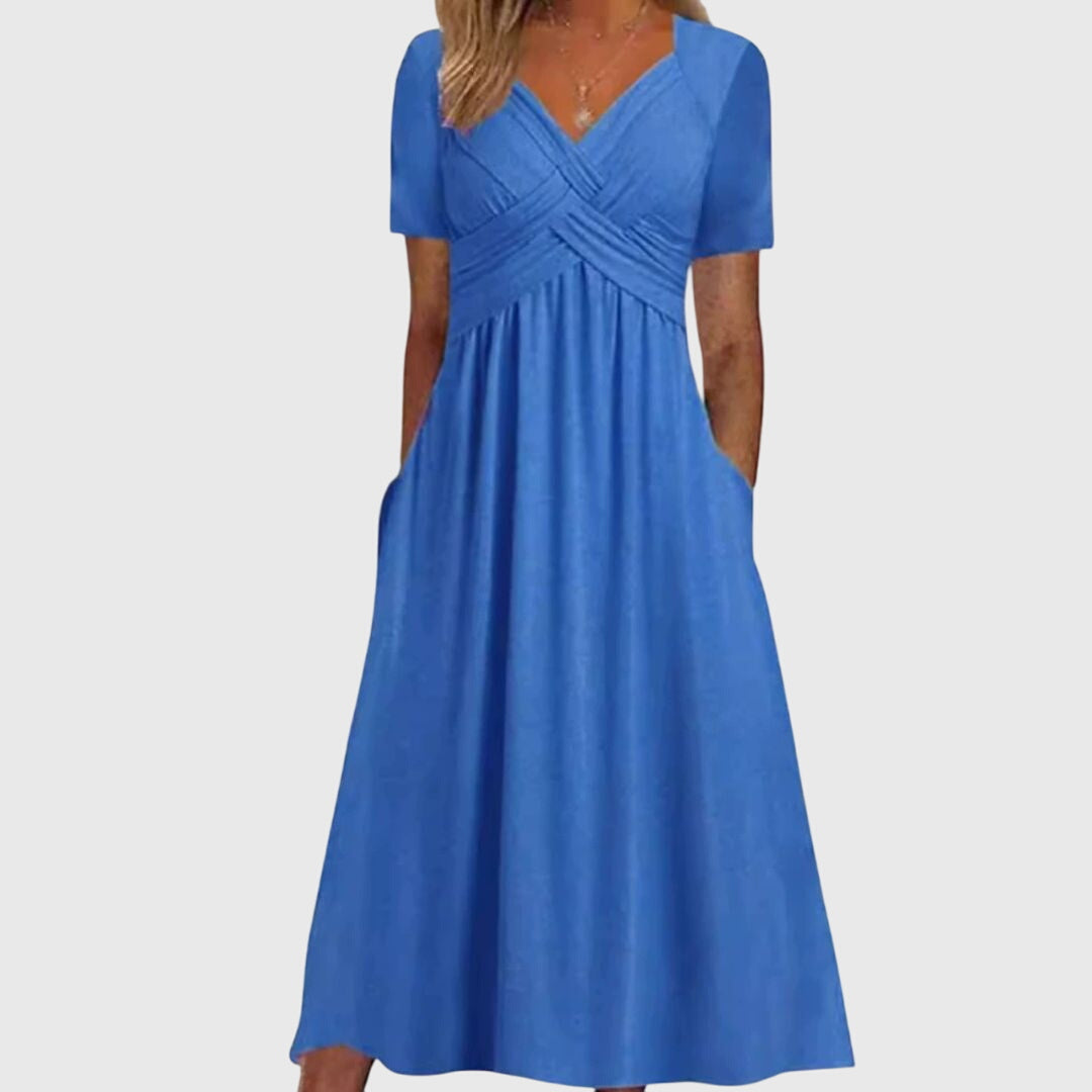 Women’s Crossed Bodice Dress with Pockets