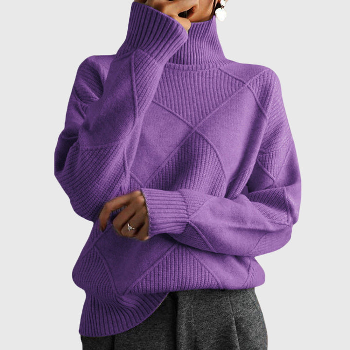 Women’s Geometric Pattern Turtleneck Sweater with Warmth