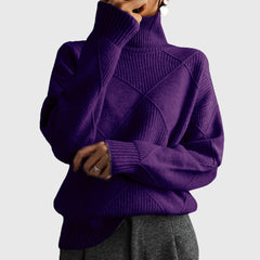 Women’s Geometric Pattern Turtleneck Sweater with Warmth