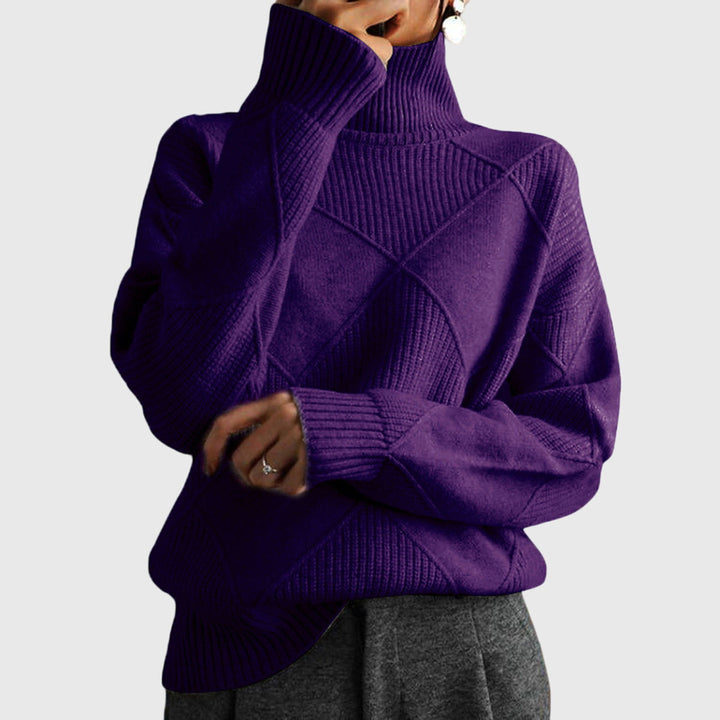 Women’s Geometric Pattern Turtleneck Sweater with Warmth