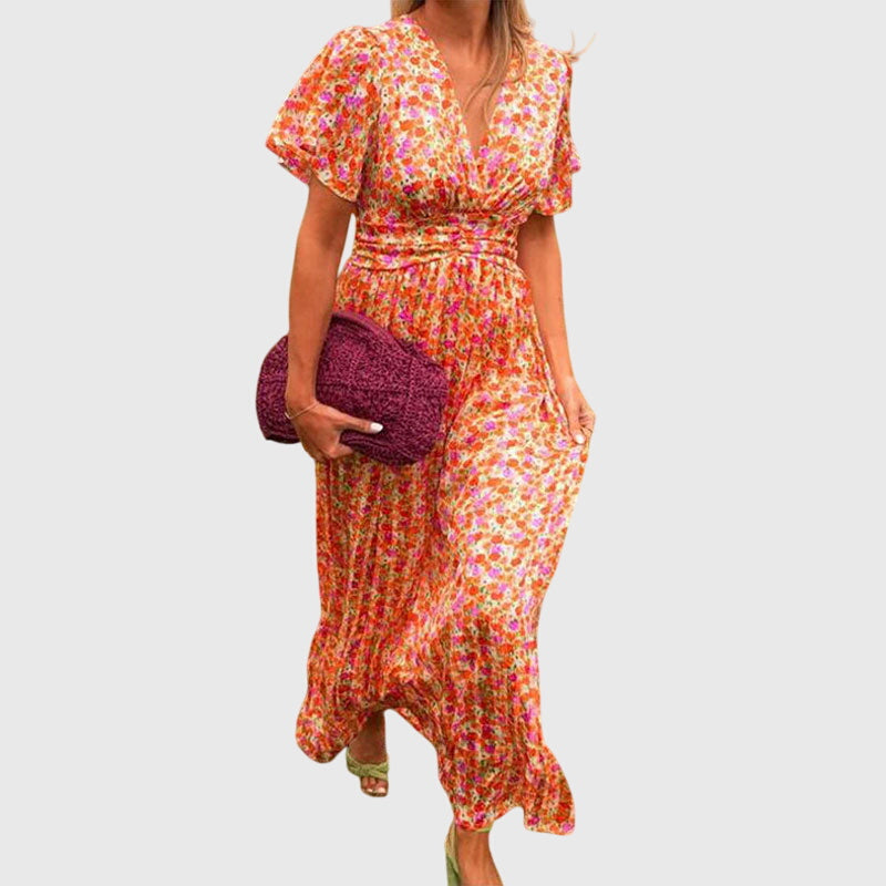 Alice | Women’s Floral Maxi Dress with Cinched Waist