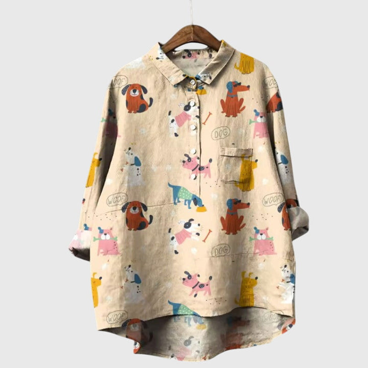 Women’s Elva Blouse with Dog Motifs