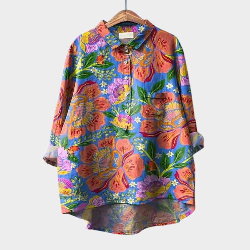 Women’s Leaf-Print Blouse with Lightweight Comfort