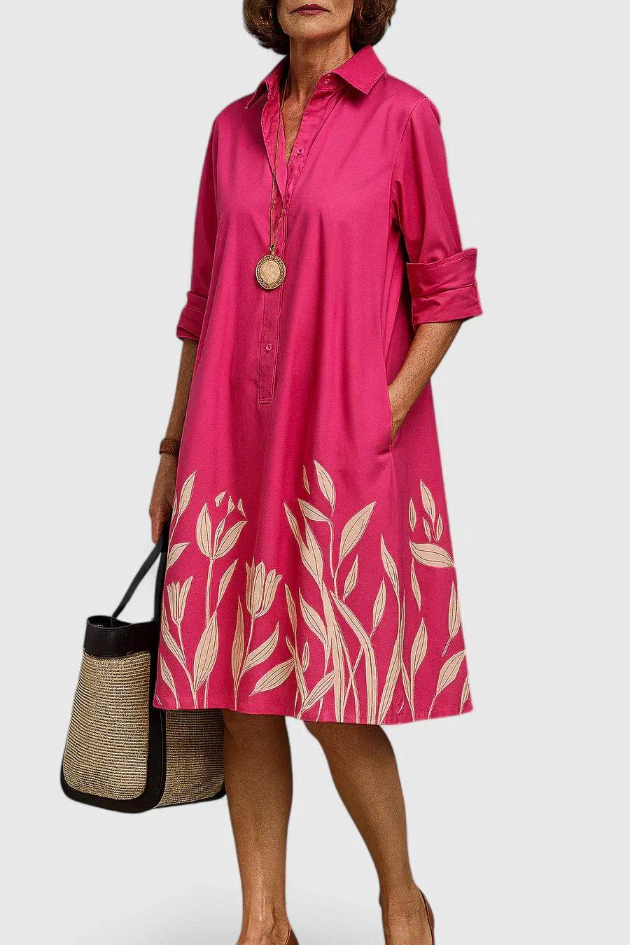 Women’s Sophisticated Midi Dress with Floral Details