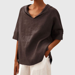 Women’s Casual Loose-Fit Blouse with V-Neck