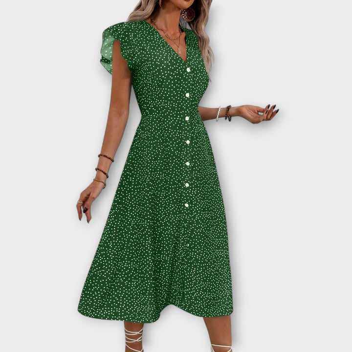 Women’s A-Line Dress - Polka Dot Pattern