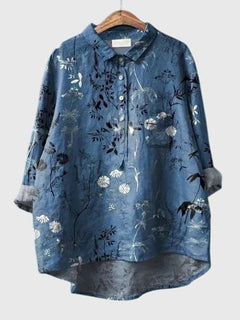Women’s Floral Print Blouse with Button Placket