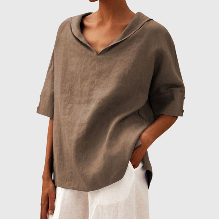 Women’s Casual Loose-Fit Blouse with V-Neck