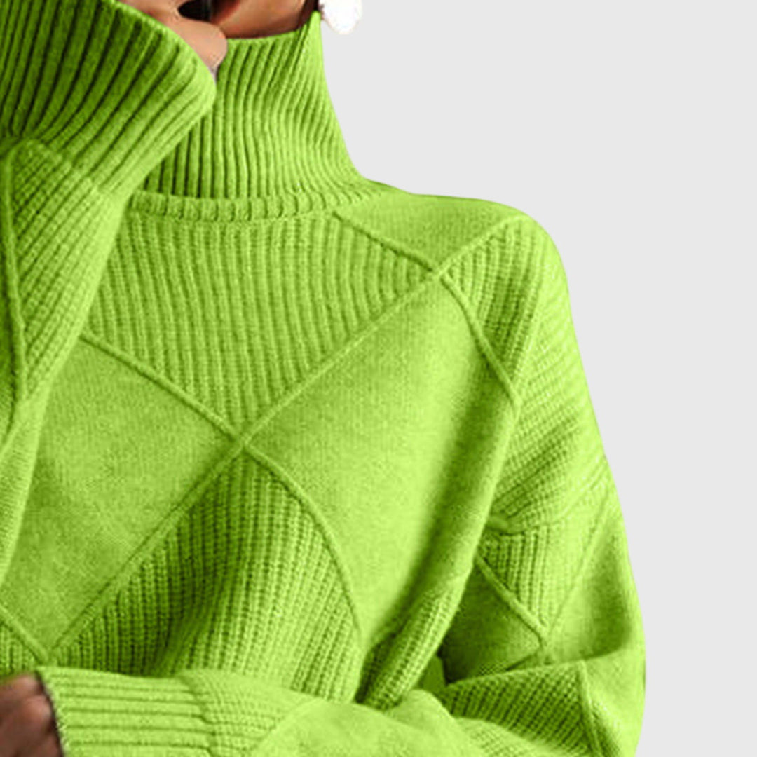 Women’s Geometric Pattern Turtleneck Sweater with Warmth