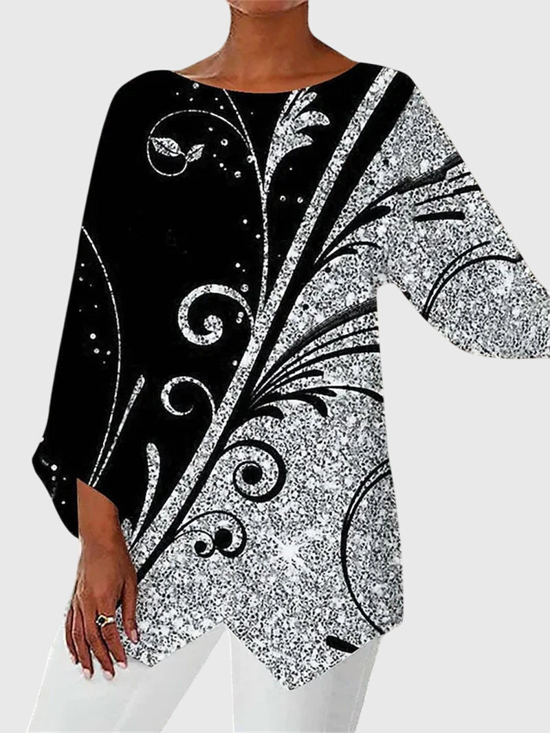 Women’s Elegant Crew Neck Top with Print