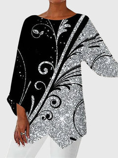 Women’s Elegant Crew Neck Top with Print