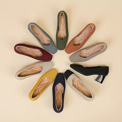 Women's Square Toe Chunky Low Heels