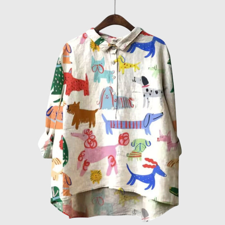 Women’s Elva Blouse with Dog Motifs