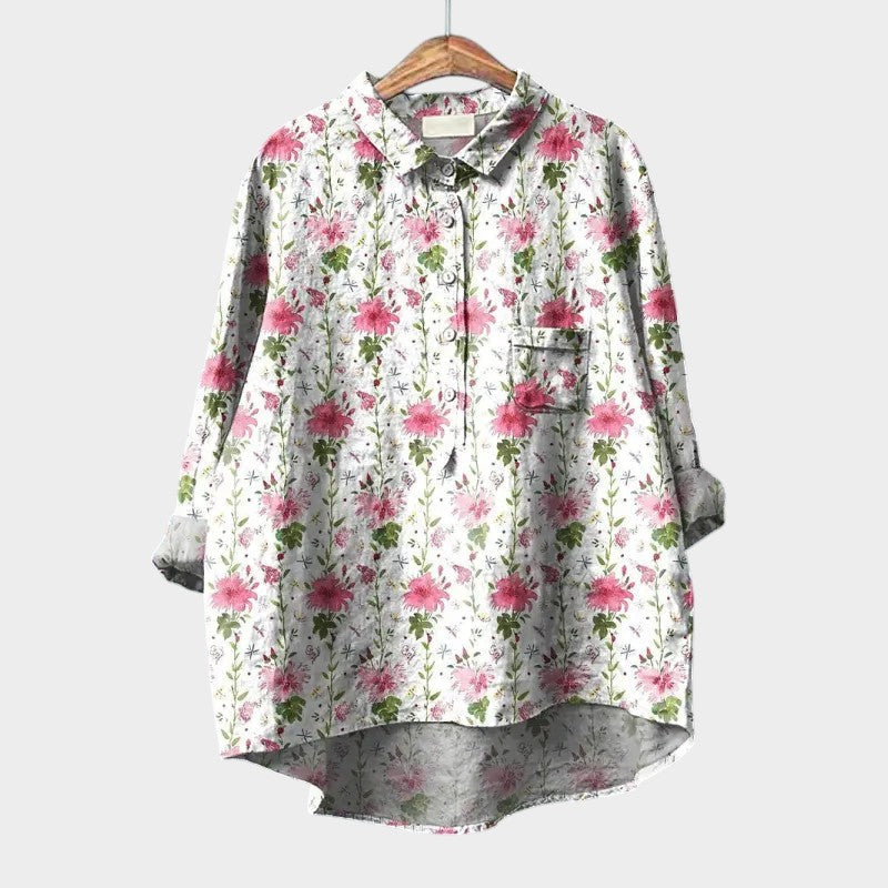 Women’s Leaf-Print Blouse with Lightweight Comfort