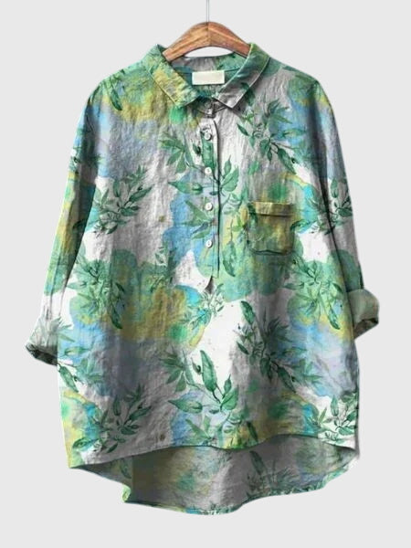 Women’s Floral Print Blouse with Button Placket