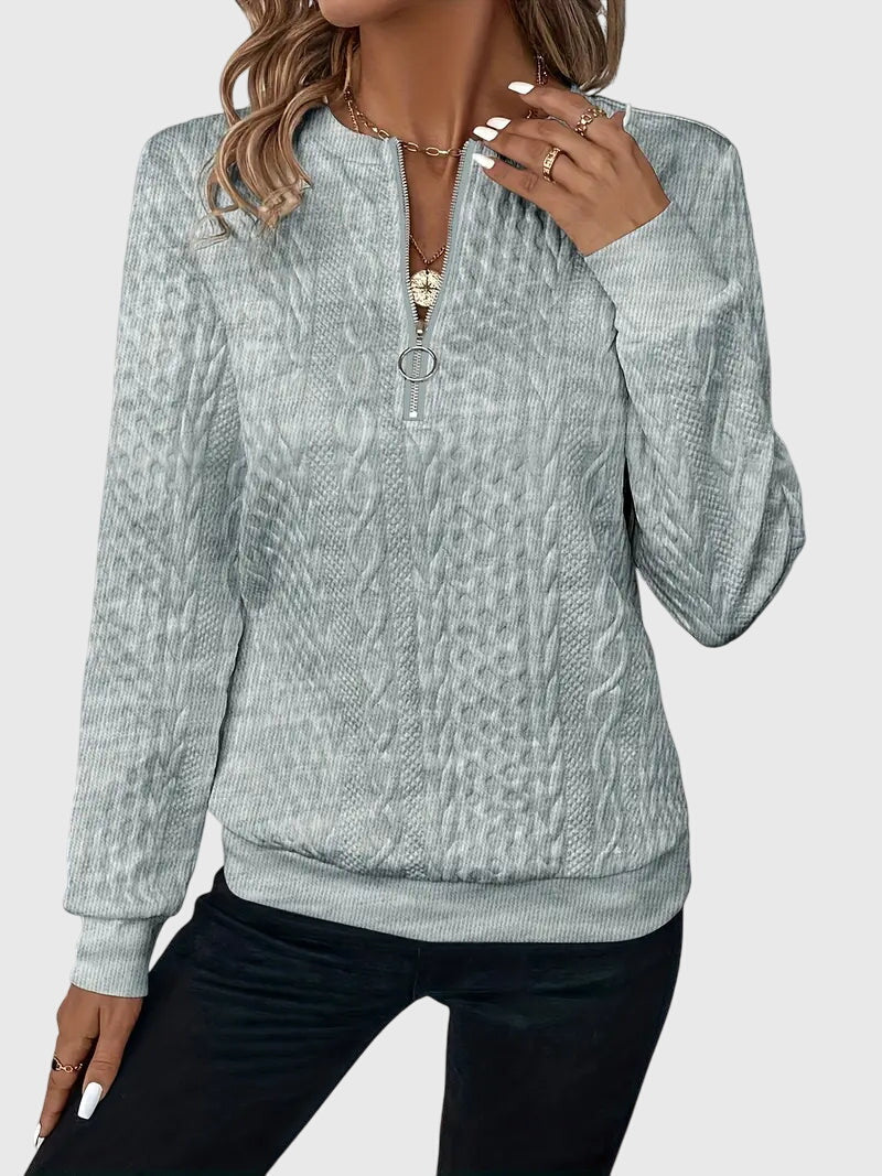 Nora | Women’s Cable Knit Sweater with Zipper