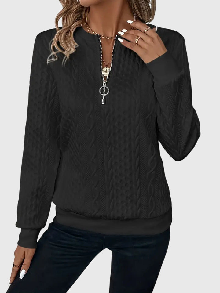 Nora | Women’s Cable Knit Sweater with Zipper