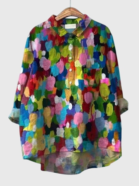 Women’s Floral Print Blouse with Button Placket