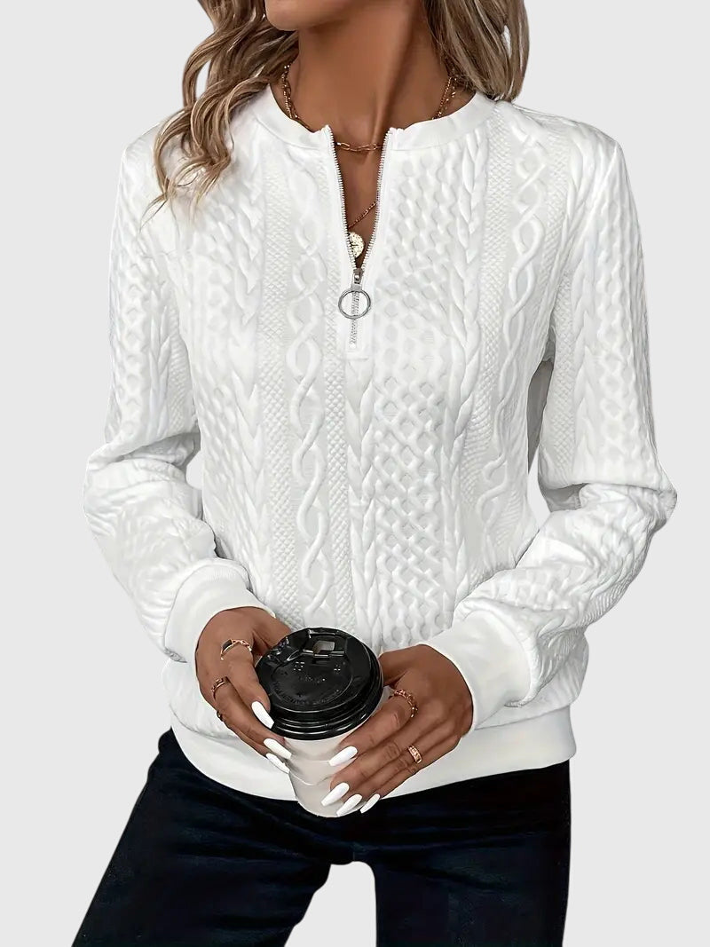 Nora | Women’s Cable Knit Sweater with Zipper