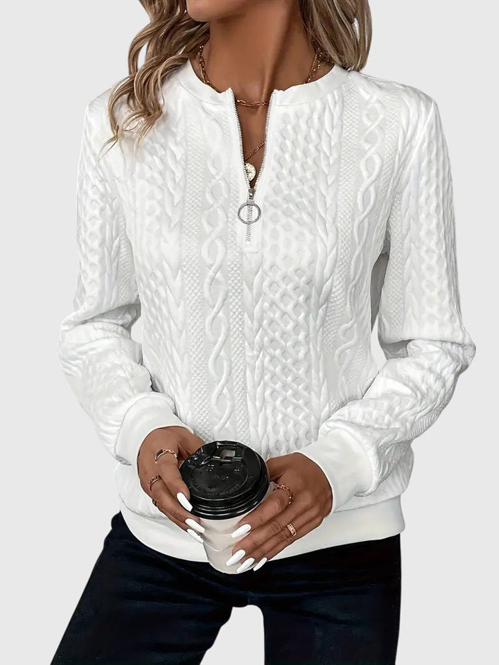 Nora | Women’s Cable Knit Sweater with Zipper