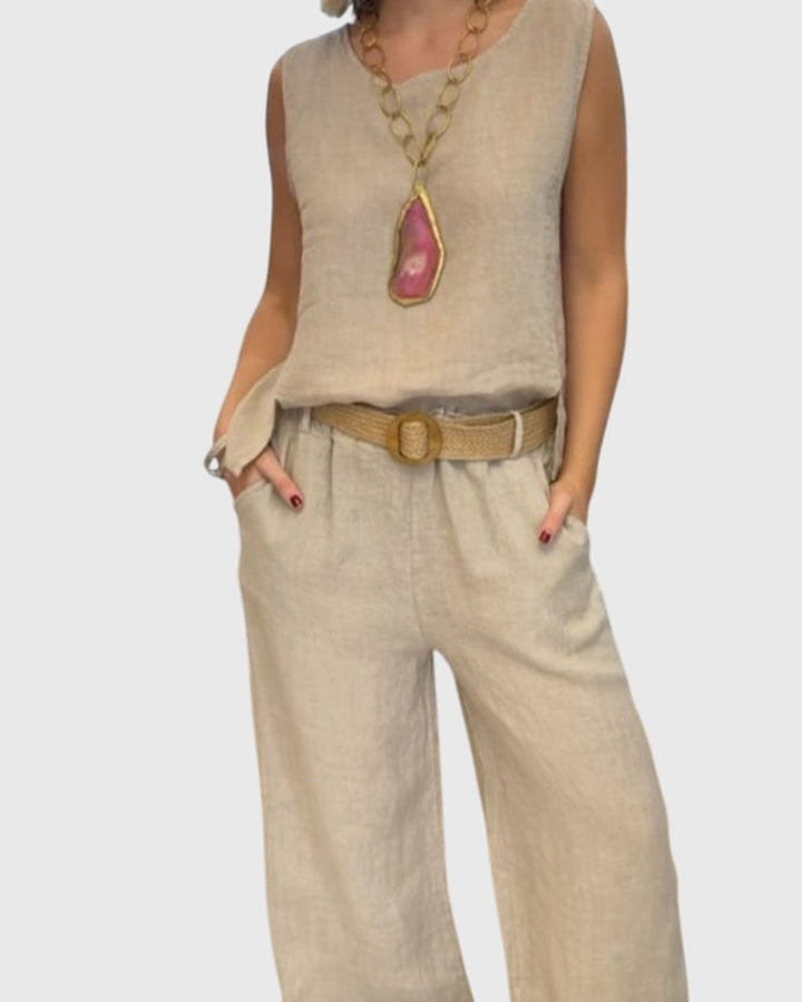 Lenila | Women’s Bohemian Two-Piece Set with Belt Pockets