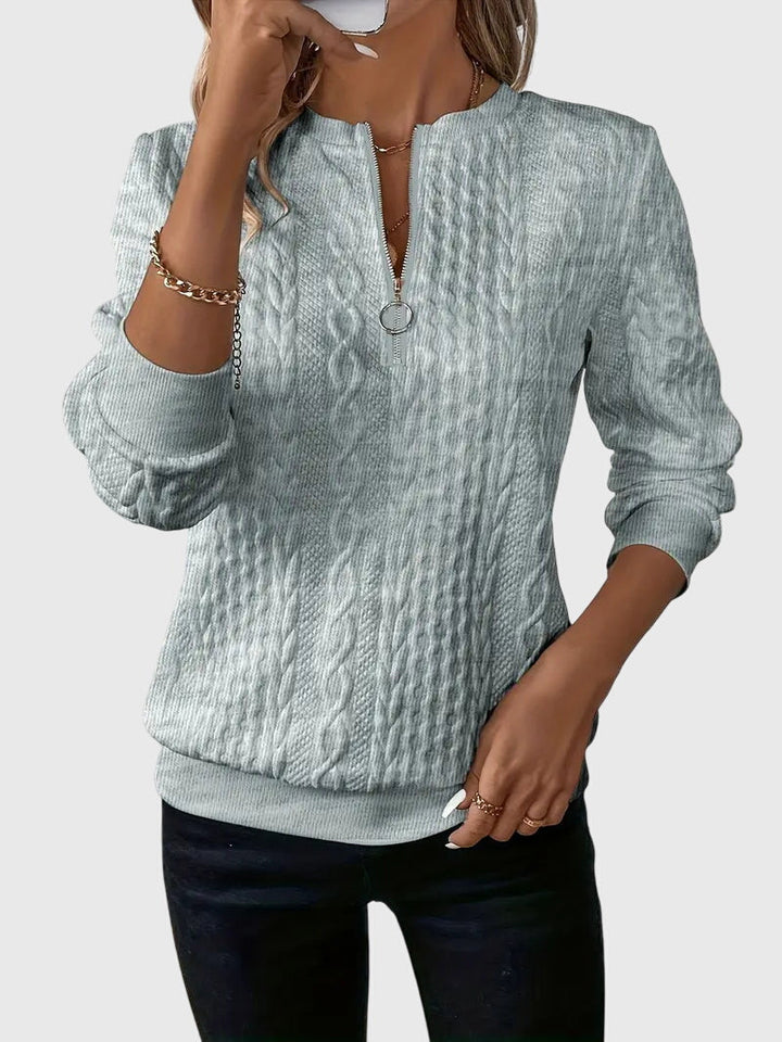 Nora | Women’s Cable Knit Sweater with Zipper