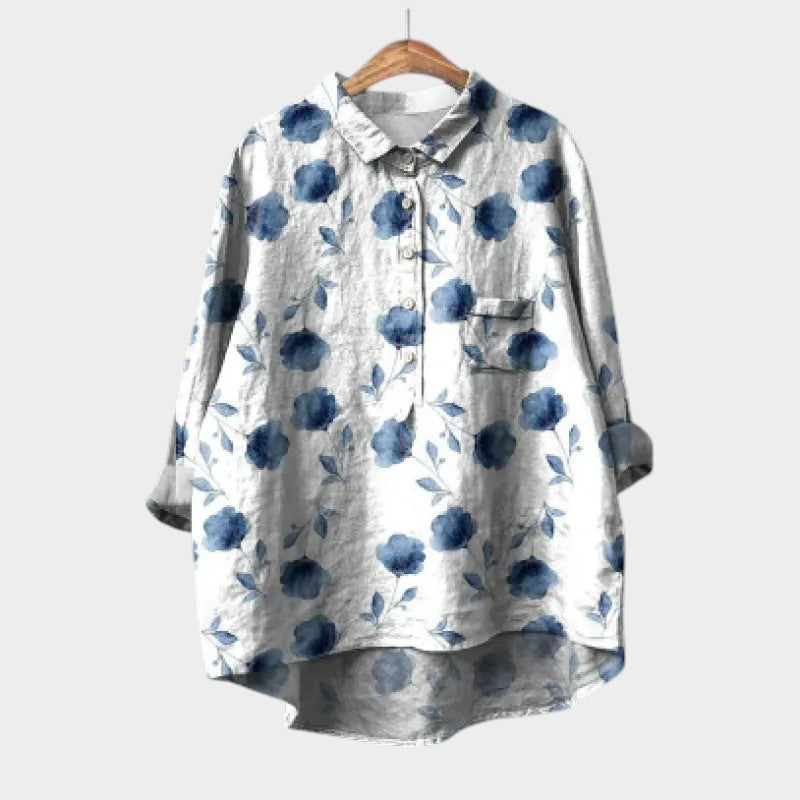 Women’s Leaf-Print Blouse with Lightweight Comfort