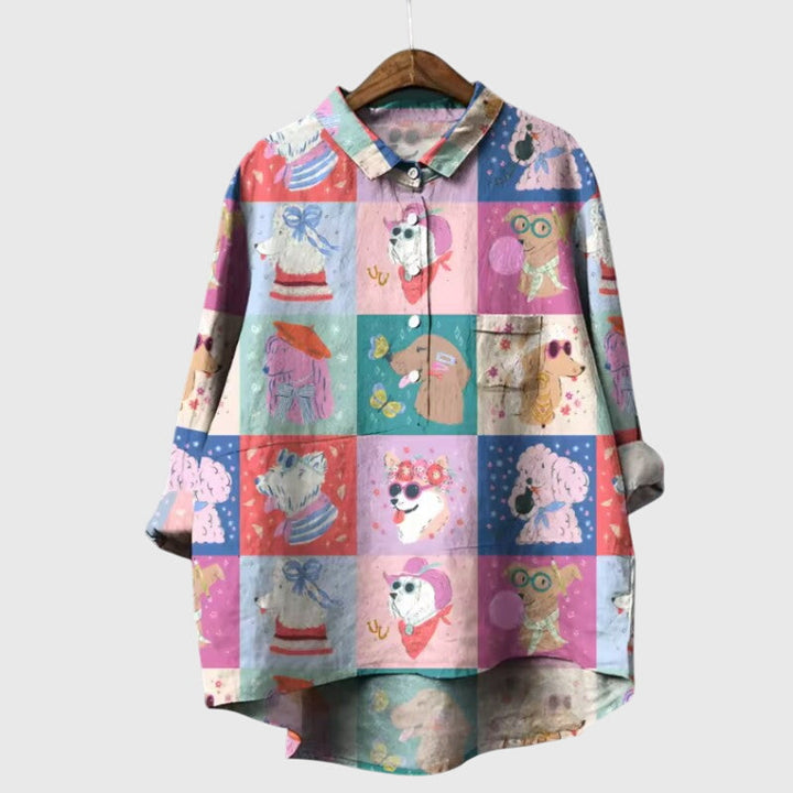 Women’s Elva Blouse with Dog Motifs