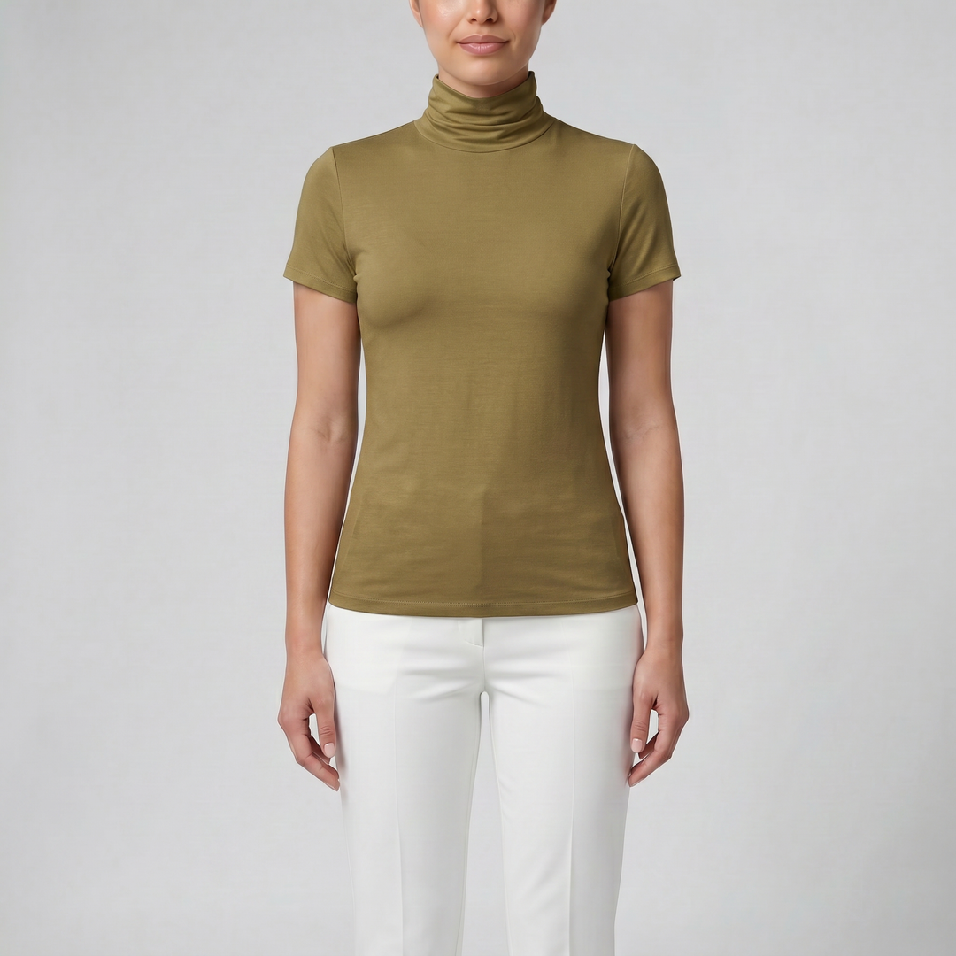 Women's Soft-Stretch High Neck T-shirt | Olamil