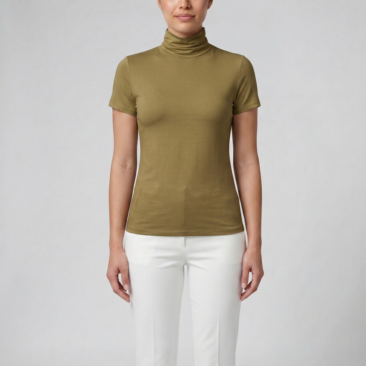Women's Soft-Stretch High Neck T-shirt | Olamil