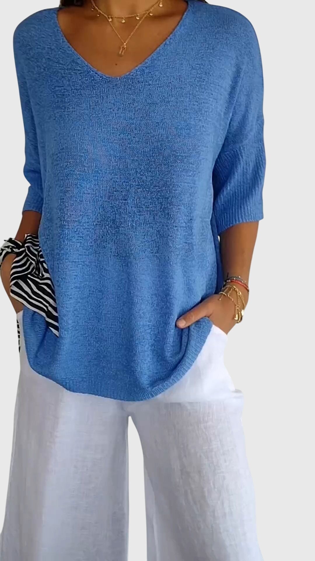 Women’s Elegant V-Neck Top with Soft Knit