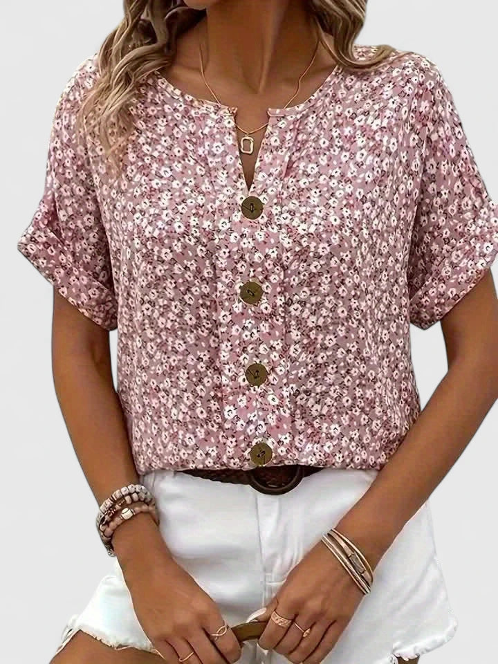 Women’s Floral Blouse with Button-Up Front